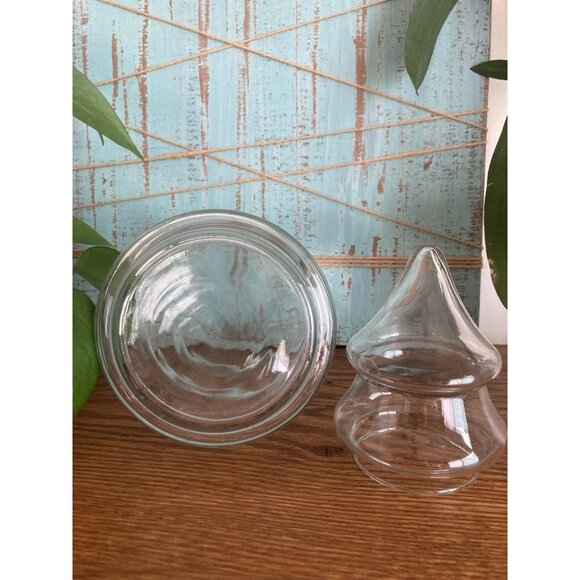 VintageClear Glass Christmas Tree Apothecary Candy Jar 10” Tall 2 Piece Jar - Picture 5 of 8